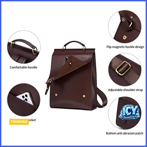 Genuine Leather Backpack Purse with Adjustable Straps for Women